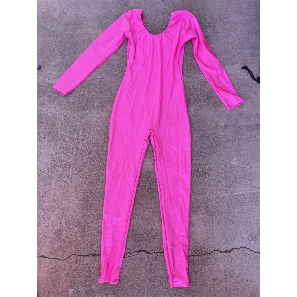 Bal Togs Unitard Leotard Shiny Bodysuit Tank Long Leg Neon Pink Small Dance